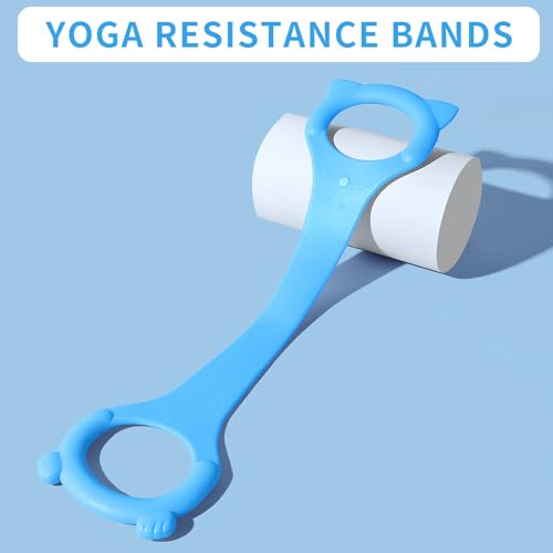 Figure 8 Fitness Resistance Band with Handles, Arm & Back Training Elastic Rope for Pure Barre Workout, Chest, Shoulder Stretching Exercise Equipment for Yoga, Pilates & Physical Therapy. - color: Blue