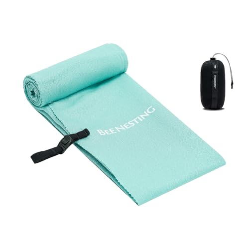 Bee Nesting Ultralight Quick Dry Towels for Backpacking, Microfiber Towel Tavel Accessories for Hiking, Beach, Gym, Swimming, Pocket Sweat Towels(XL Mint Green - color: Mint Green, size: X-Large
