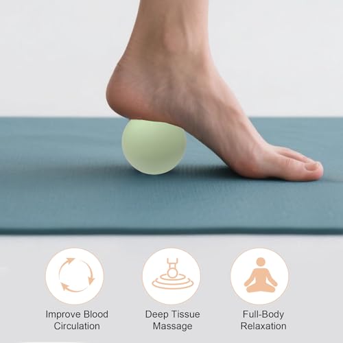 2PCS Firm Massage Lacrosse Balls for Myofascial Release, Muscle Knots, Trigger Point Therapy, Yoga Deep Tissue Massage, Foot Plantar Fasciitis, Muscle Soreness Massager Ball