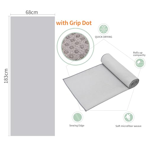 2 Pack Hot Yoga Towel with Grip Dot，Stickyfiber Yoga Mat Towels Non Slip for Hot Yoga,Absorbent Microfiber Sweat Anti-Slip Cover,Bikram,Pilates,Exercise