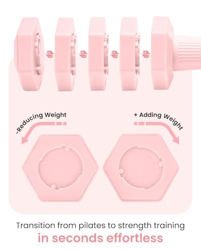 Adjustable Dumbbell Set, 4-in-1 Hand Weights, 5/6 LB Pair for Women Men - color: Pink, style: 12 lbs Pair [6 lbs Each]