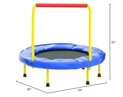 36" Kids Trampoline w/Handle, Foldable Indoor Safety Padded Trampoline for Kids