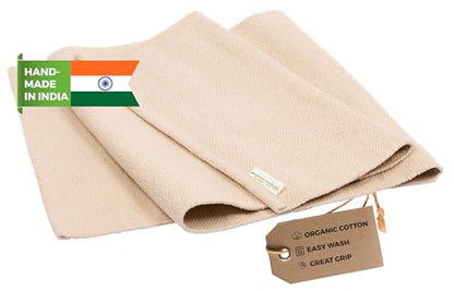 Yogasana Organic Cotton Yoga Mat - Non Slip Hand-Woven Foldable Yoga Rug Provides Excellent Comfort, Traction & Support - Travel Extra Thick Yoga Mats for Indoor & Outdoor Use - 24 x 72 Inches