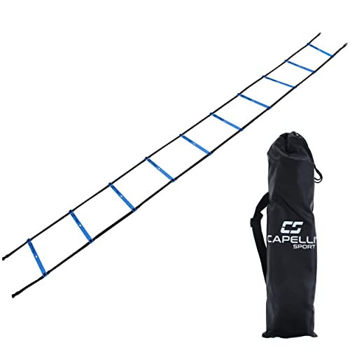 Capelli Sport Speed Agility Ladder, 10 Rung Sports Speed Training Workout Ladder with Carry Bag, Blue, 15 ft