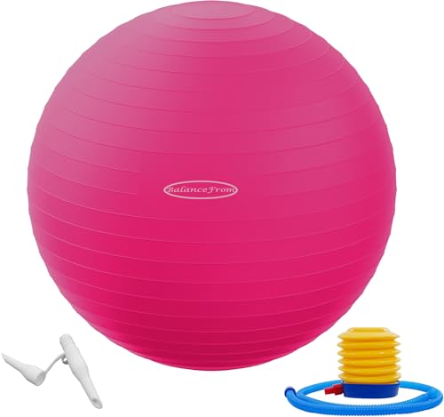 Fitvids Anti-Burst and Slip Resistant Exercise Yoga Fitness Birthing Ball with Quick Pump, 2,000-Pound Capacity, Multiple Colors and Sizes - color: Pink, style: 31-34in (78-85cm), XXL