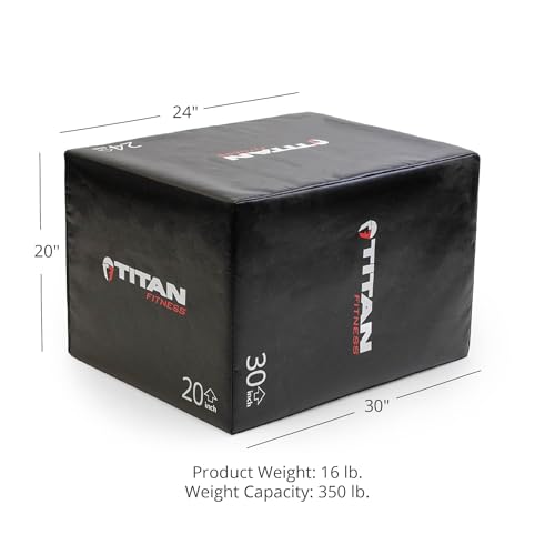 Titan Fitness 3-in-1 Soft Foam Plyometric Box, 20" x 24" x 30", Dense Foam Core with Soft Foam Padding, Plyometric Workouts