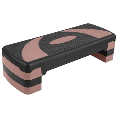 Fitvids Step Aerobic Platform, 31" Exercise Step with 3 levels Adjustable Height, 4 Stackable Risers, Fitness Training Workout Stepper for Home Gym, Cardio Strength, Black & Pink