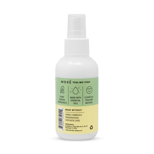 MOXE Yoga Mat Cleaner, Green America Certified, Rosemary and Lemon Essential Oils, Safe for All Mats and Exercise Equipment, 4 Oz (1 Pack)