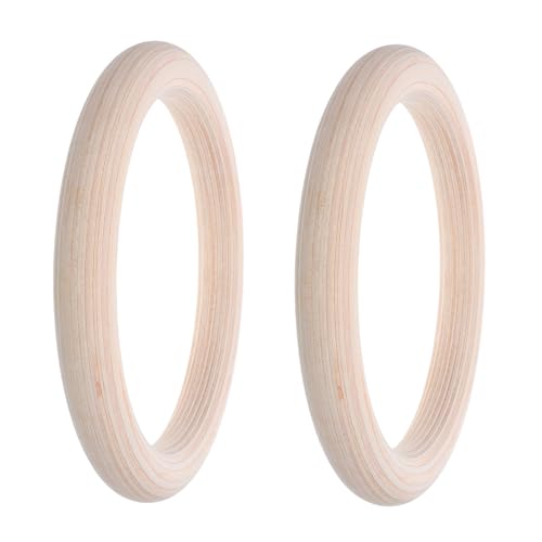 2pcs Wooden Gymnastic Rings Set with Adjustable Straps for Pull up Strength Training, Home Fitness Gymnastics Equipment for Full Body Workout and Calisthenics