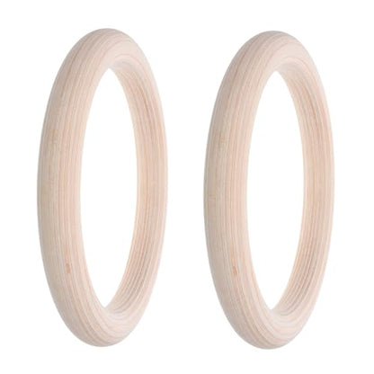 2pcs Wooden Gymnastic Rings Set with Adjustable Straps for Pull up Strength Training, Home Fitness Gymnastics Equipment for Full Body Workout and Calisthenics