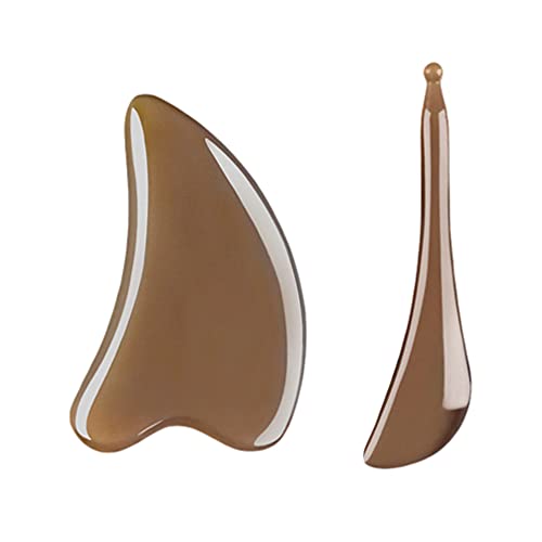 2Pcs GuaSha Scraping Massage Tool Buffalo Horn Guasha Board Massager Roller Scrapping Plate Chinese Acupuncture Roller Stick Trigger Point Treatment