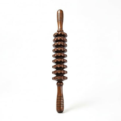 14.2 Inch Solid Wood Roller, Manual Stick for Home Gym, Ergonomic Firm Pressure Tool (1 Pack) - color: Brown