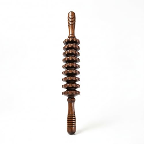 14.2 Inch Solid Wood Roller, Manual Stick for Home Gym, Ergonomic Firm Pressure Tool (1 Pack) - color: Brown