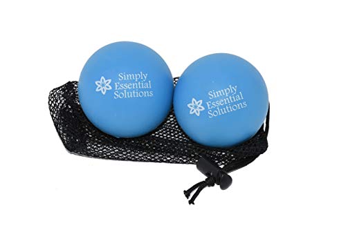 Deep Tissue Massage Therapy Balls: Set of Two with Mesh Bag for Self-Care Pain Relief, Myofacial Therapy, Physical Therapy, Deep Tissue Pressure. Yoga, Pilates Blue 63mm