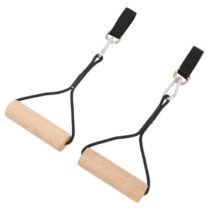 ZJchao Wooden Gymnastic Rings for Home & Outdoor Use – Portable Pull-Up Handles with -Duty Straps, Buckles & Carry Bag, Fit for Fitness Levels