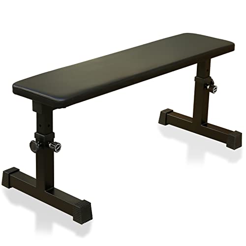 Flat Weight Bench, 5 Level Adjustable Height Flat Utility Weight Bench, 400lb Capacity Adjustable Strength Training Bench Press for Home Gym Weight Training and Ab Exercises