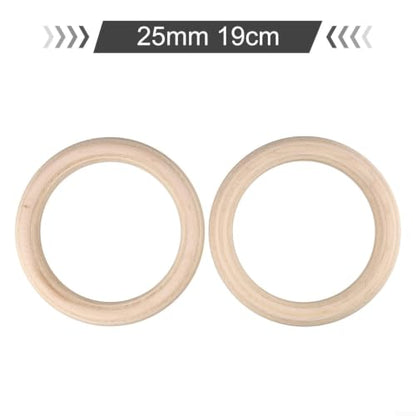 19/25mm Wood Gymnastics Rings 2Pcs For Adult Fitness Calisthenics Strength Training Equipment For Enhanced Workout Control, Solid Birch Wooden, Non-Slip Grip