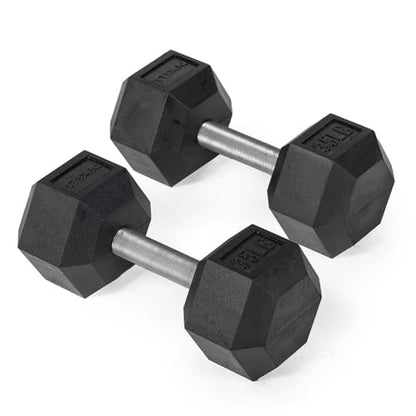 Titan Fitness Free Weights, Rubber Coated Hex Dumbbell, Straight Stainless Steel Handle, Strength Training, Full Body Workout - style: 35 pound Pair