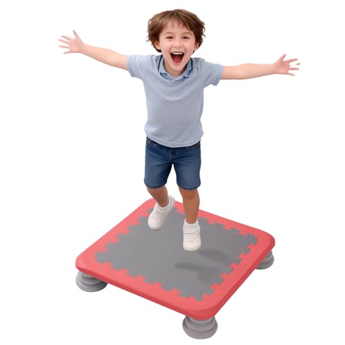 Mini Trampoline for Kids, Indoor Rebounder Non-Slip Base, Sensory Trampoline for Autism Kids, Bounce Board for Sensory Integration Training, Outdoor Recreation, Max Load 220 lbs - color: red
