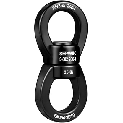 Swing Swivel, 35KN Swing Spinner, 360° Safety Rotational Device Hanging Accessory for Hanging Hammock, Aerial Dance - color: All Black
