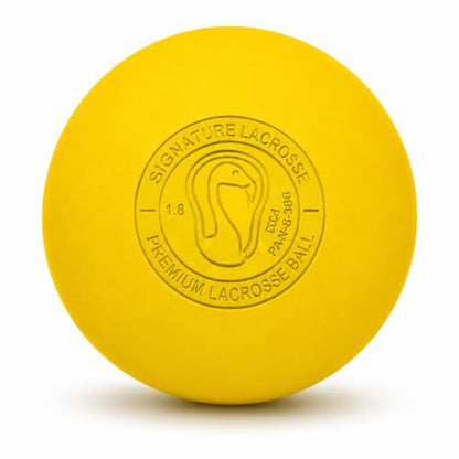 Signature Lacrosse Ball Set - Packs of 2, 4, 8, 12, and 100 - No Chemical Smell Massage Balls, Myofascial Release Tools, Back Roller, Muscle Knot Remover - color: Yellow, size: 75 Balls