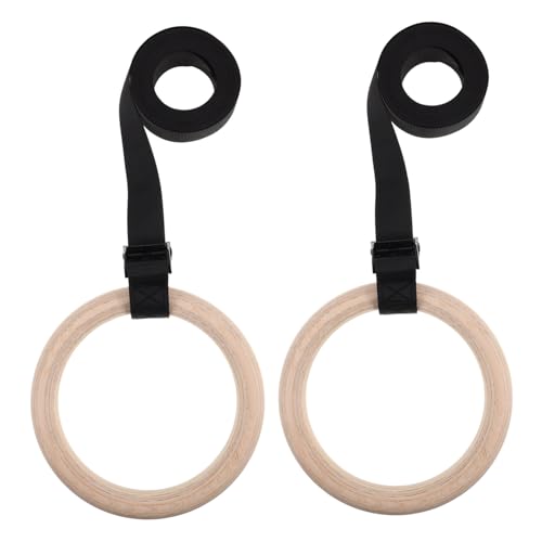 Wooden Gymnastic with Adjustable Straps for Home Fitness Pull up for Strength Training Dips and Workouts Natural Design