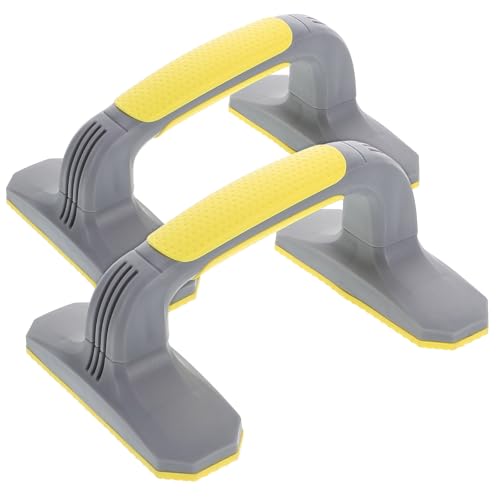 GANAZONO Push Up Bars and Handles Set, Anti-Slip Soft Plastic with Bottom Pads, Home Strength Training Equipment for Floor Workout and Fitness Exercise, 2 Pieces Gray and Yellow
