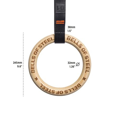 Bells of Steel Gymnastic Rings Wooden Calisthenics Pull Up, 440 lb Pair