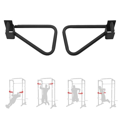 Dual Grip Dip Bars Attachment for 2x2 Power Rack & Squat Rack, Heavy Duty Pair for Pull Ups, Push Ups, Triceps & Chest Workouts, 330LBS Capacity