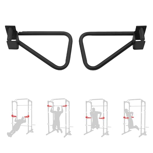Dual Grip Dip Bars Attachment for 2x2 Power Rack & Squat Rack, Heavy Duty Pair for Pull Ups, Push Ups, Triceps & Chest Workouts, 330LBS Capacity