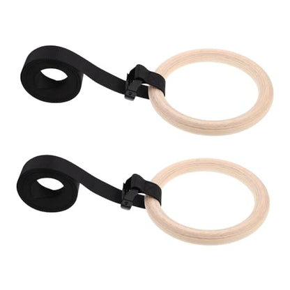 Toddmomy Gymnastic Rings with Adjustable Straps Non Slip Suspension Workout Rings for Full Body Training Durable Reliable Fitness for Home Gym Exercise