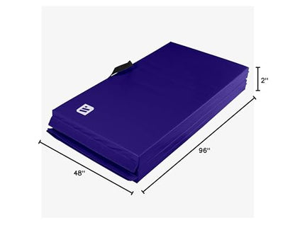 We Sell Mats 4 x 8 ft Folding Exercise Mat, 2 Inch Thick Personal Fitness & Home Gym Mat for Yoga, Pilates, Stretching & Workouts - color: Purple