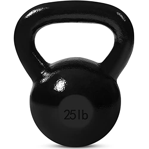 JFIT Cast Iron Kettlebell – Single Weight, Flat Bottom, Polished Handle | Men & Women | CrossFit, Cardio & Strength Training - size: 25.0 Pounds