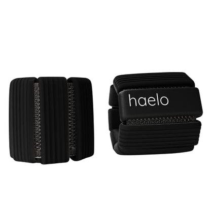 Haelo Hoops - Set of 2 (1lb Each) | Adjustable Wearable Wrist & Ankle Weights for Men and Women | Yoga, Dance, Barre, Pilates, Cardio, Aerobics, Walking - color: Onyx Black