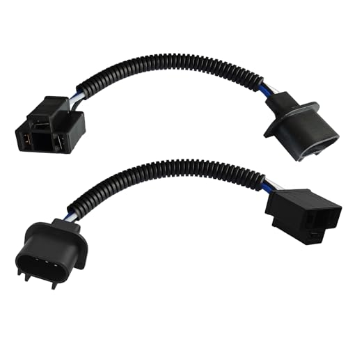 2PCS H13 9008 Male to H4 9003 Female Wiring Harness Adapters, Headlight Wiring Harness, Heavy Duty Retrofit Pigtail Socket, Car Bulb Modification Accessory Compatible with Jeep Wrangler JK JKU