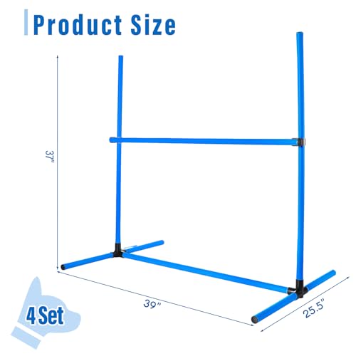 Shappy 4 Pcs Dog Agility Jumps Adjustable Height Hurdles with Bag,Blue - color: Blue