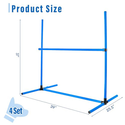 Shappy 4 Pcs Dog Agility Jumps Adjustable Height Hurdles with Bag,Blue - color: Blue