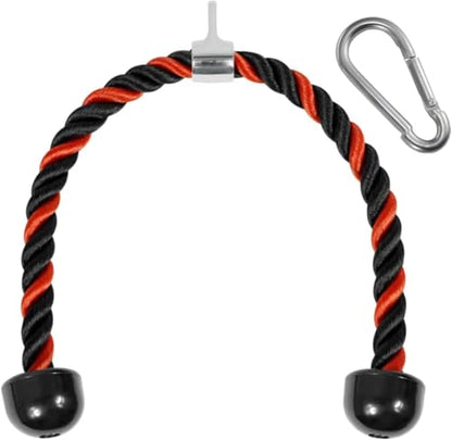 Yes4All Deluxe Tricep Rope Cable Attachment, 27 & 36 inch with 4 Colors, Exercise Machine Attachments Pulley System Gym Pull Down Rope with Carabiner - color: F. 36" Red Black