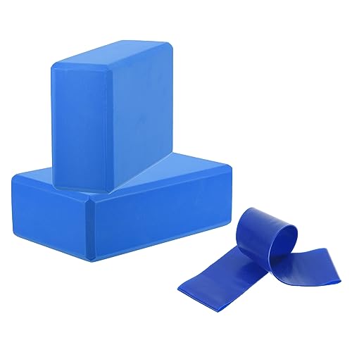PATIKIL Yoga Blocks & Resistance Band Set, 2 Pack High-Density EVA Foam Yoga Block Bulk 9"x6"x3" Non-Slip Dance Brick Lightweight for Women Gym Stretching Yoga Pilates
