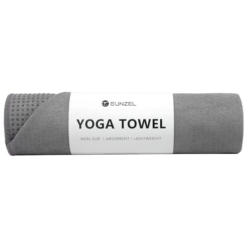 Eunzel Yoga Towel,Hot Yoga Mat Towel with Grip Dots Sweat Absorbent Non-Slip for Hot Yoga, Pilates and Workout 24" x72", Dark Gray - color: Dark Grey, size: 72" x 24"