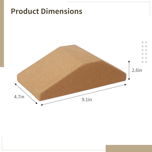 Set of 2 Cork Yoga Wedge Blocks, Non-Slip High-Density Supportive Blocks for Wrist Relief, Ergonomic Triangle Design for Squats & Myofascial Release