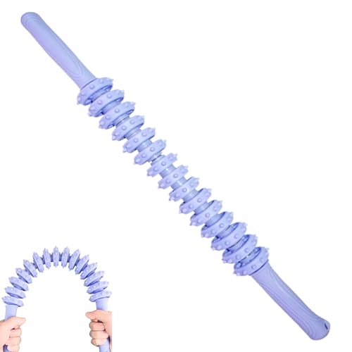 Flexible Massage Stick 21.7" Muscle Roller, 14 Roller Trigger Point, Deep Tissue Myofascial Release & Muscle Recovery, Bendable Body Massager for Neck, Back & Legs