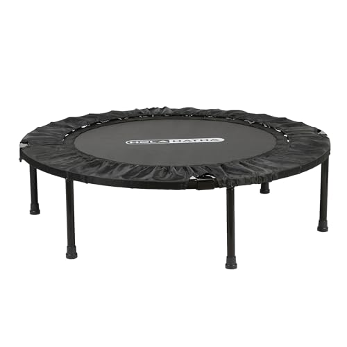 Foldable Mini Trampoline Fitness Rebounder for Home Gym Workouts – with 5-Level Adjustable Handle, Heavy-Duty Steel Frame, Portable Design, and Supports up to 440 Pounds
