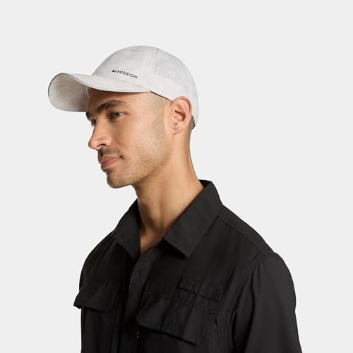 MISSION Cooling Vented Performance Hat Unisex Cap for Workouts, Golf & Running, Sweat & Water Activated Technology - color: Etched Camo White