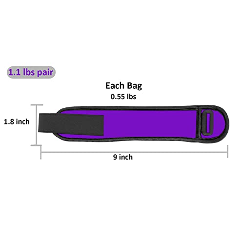 Pesas de Tobillo/Muñeca, Pesas de Puño de Mano de Brazo de Pierna Pequeña para Mujeres y Niños, Equipo de Ejercicio con Correas Ajustables para Gimnasio, Caminar, Trotar, Aeróbicos (1 Par) - color: 1.1 lb, Purple