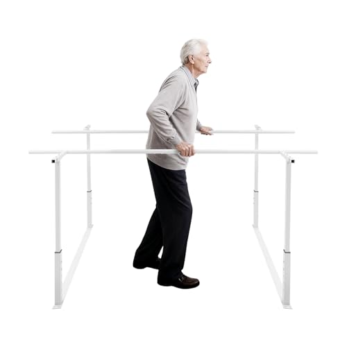 Physical Therapy Parallel Bars - 7FT/213cm Walking Assist Bars with Adjustable Height and Width, Home Gym Parallel Bars Workout Dip Stnads for Strength Training Fitness