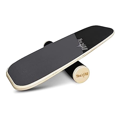 Yes4All Balance Board Sports Trainer, Surf Trainer Board With Adjustable Stoppers, Improve Core Strength and Balance Control - color: A. Gray/Black