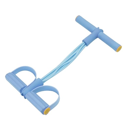 Multifunction Tension Rope, 6-Tube Elastic Resistance Bands, Pedal Resistance Band with Handles, Natural Latex Exercise Bands for Abdomen Waist Arm Leg Stretching & Fitness Training - color: BLUE