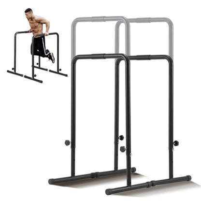 Happybuy Dip Bars, 440 lbs Capacity, Heavy-Duty Adjustable Height Dip Stand for Fitness Workouts, Stabilizer Parallette Push-Up Stand, Parallel Bars for Strength Training at Home Gym