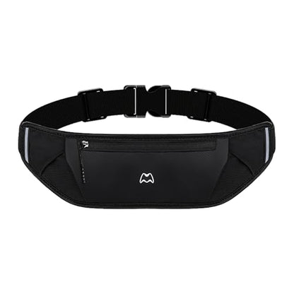 Simptech Running Belt Bag - Lightweight Reflective Waist Fanny Pack for Men Women, Quick-Dry 3-Pocket Running Gear with Phone Holder for Hiking Cycling Travel Essentials (Black)